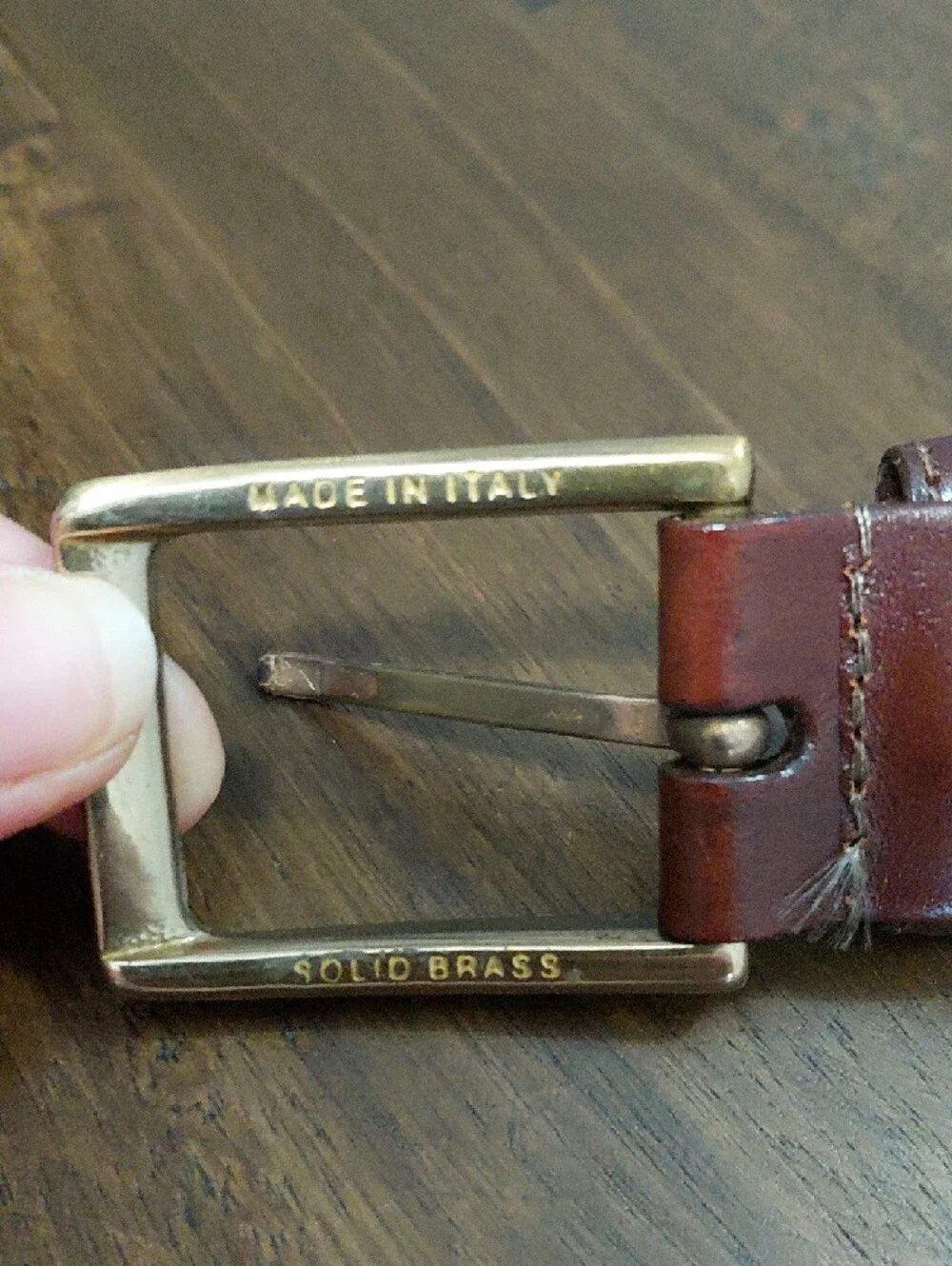 Johnston & Murphy Brown Leather Belt with Brass Buckle Sz 40